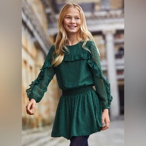 Mayoral girls swiss dot dress duck green